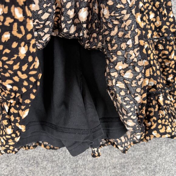 Pink Lily Skort Women L Large Black Animal Print Mini Short Pull On Rayon Casual - Picture 3 of 8